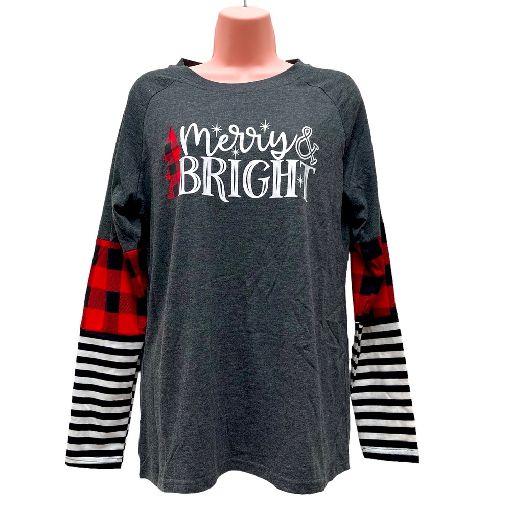 NWT Merry bright women’s long sleeve dark gray T-shirt size S
